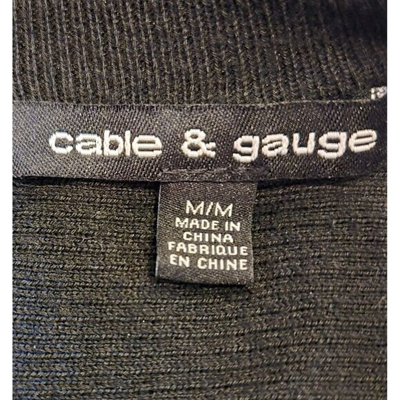 Cable and Gauge Black Knit Zippered Cardigan Womens Medium Rayon Ribbed - Picture 7 of 9